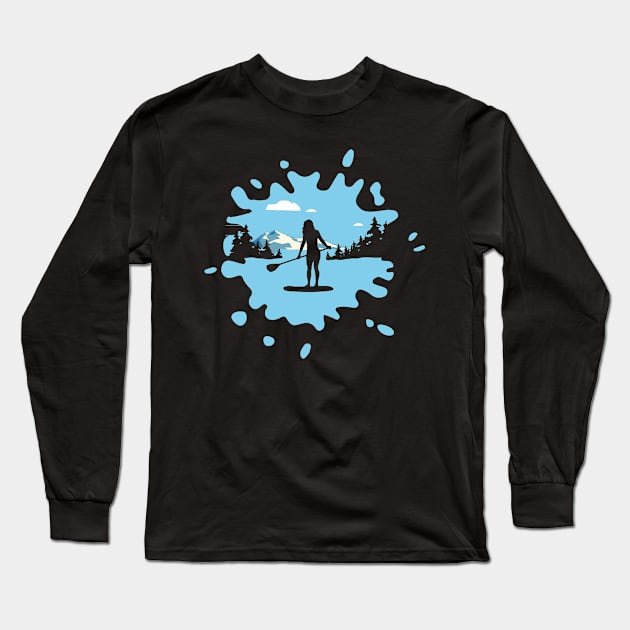 Blue Surfer Logo Padelboard Long Sleeve T-Shirt by Dominic Becker